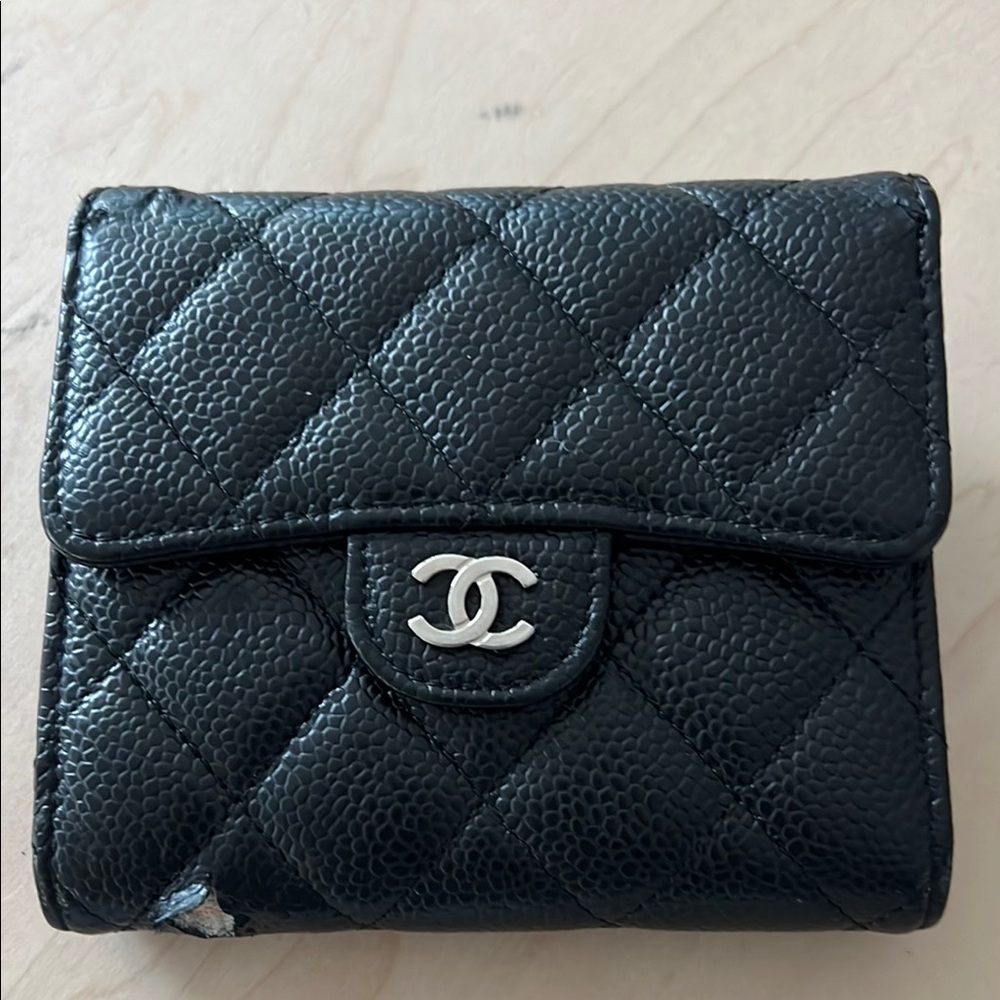 Chanel Black Quilted Leather Wallet